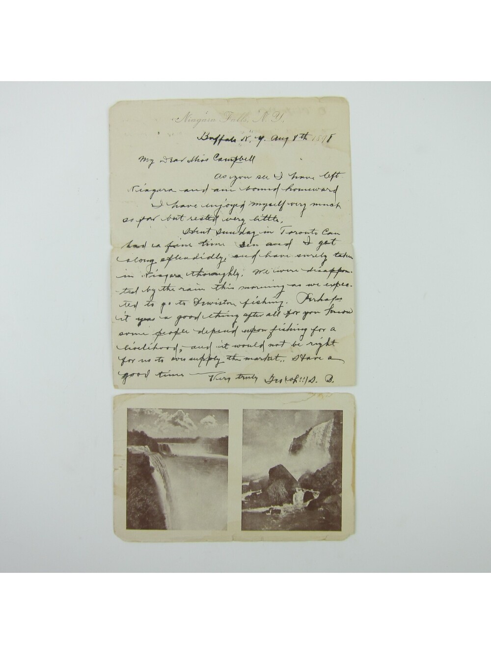 Antique Letter Postcard Niagara Falls 1898 Anna Campbell Greenfield Indiana